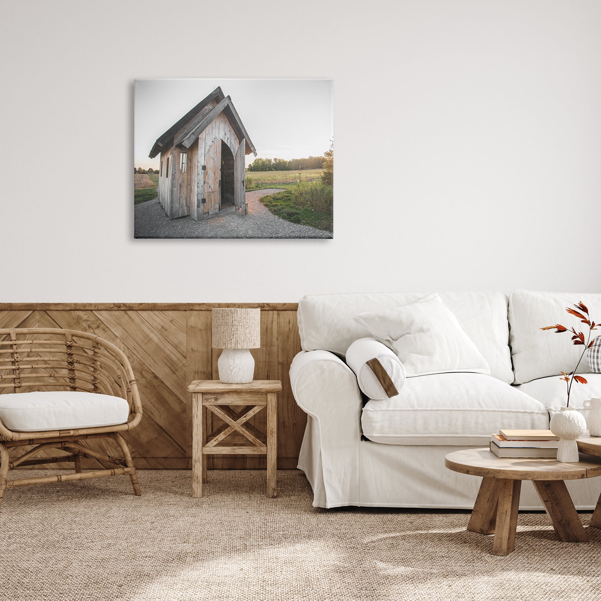 Stupell Industries Cabin at Sunset Nature Photography Gallery Wrapped Canvas Print Wall Art, 40 x 30