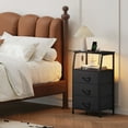 thumbnail image 2 of Eunos Small Nightstand with Charging Station and LED for Bedroom, 3 Black Drawer Dresser with Storage Shelfs, 2 of 8