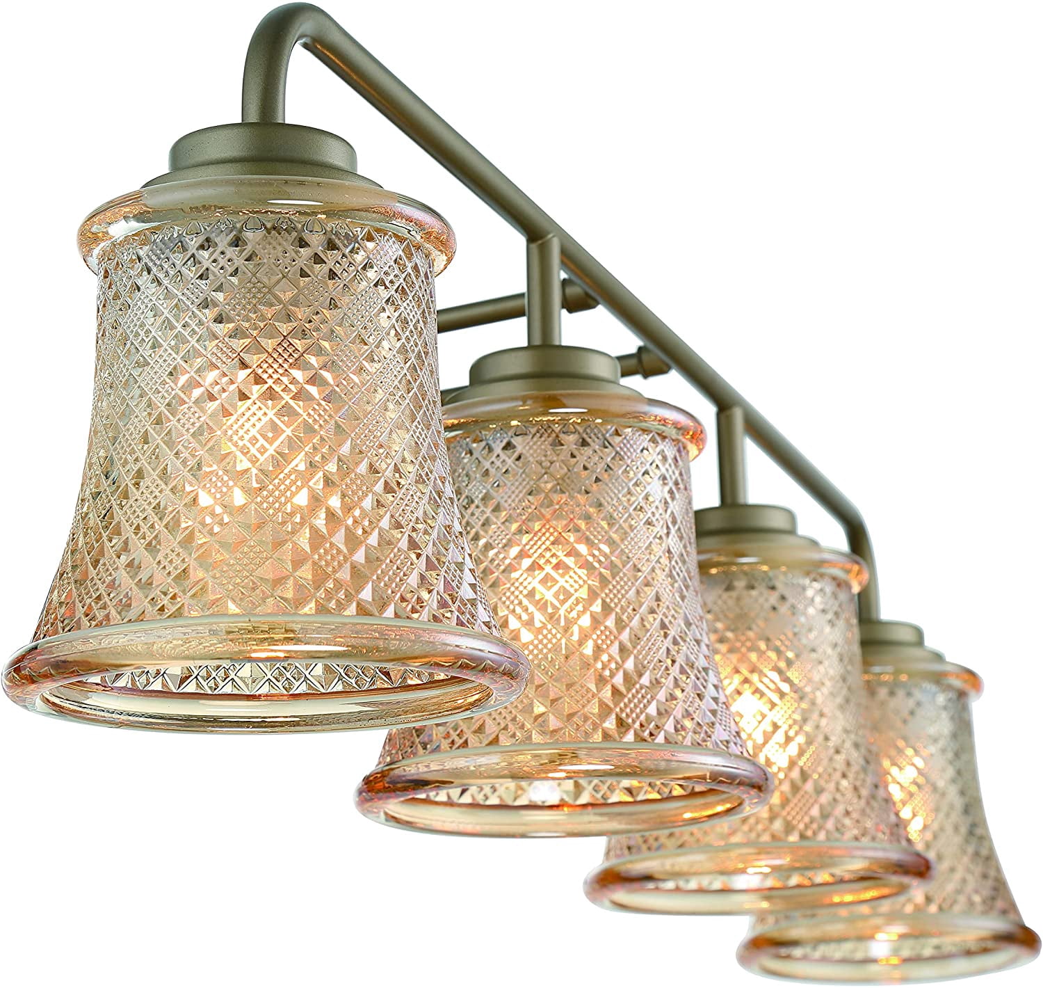 Vanity Art Elegant Cut Crystal Glass 4 Lights Bath Vanity Light for Over Mirror Hallway Living Room | Modern Wall Lighting with Clear Glass Shade Bathroom Light Fixtures W5004BD-B02