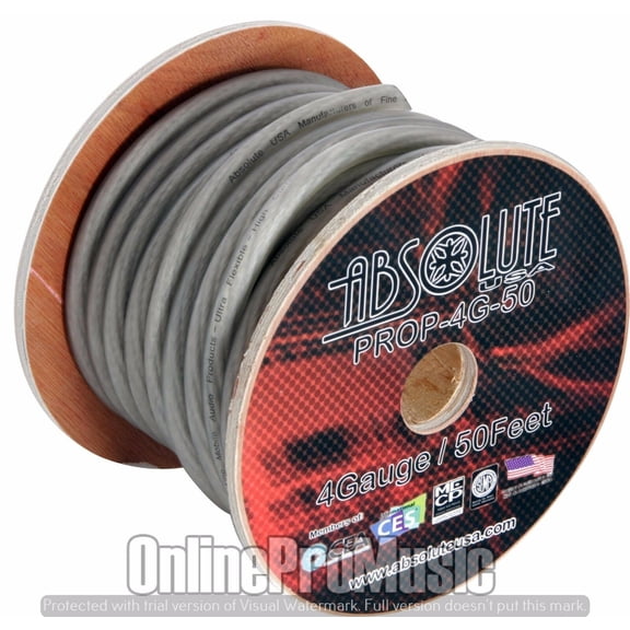 PRO 4 GAUGE 50' POWER CABLE SILVER