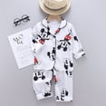 thumbnail image 2 of Disney Mickey Mouse Children Pajamas Suit Silk Satin Long Sleeve Top+Trousers 2Pcs Baby Boys Girls Cartoon Satin Set Nightgown5T Gao Jinjia LED, 2 of 2
