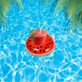 thumbnail image 1 of 4 Pcs Porte-Gobelet Gonflable Pastèque sous-Verres Flottants Style Été (Rouge), 1 of 8