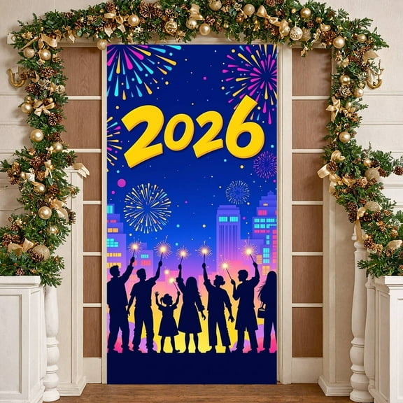 Golden 2026 Design 2026 New Year Banner Colorful Fireworks New Year Display Night Sky Background Vibrant Festival 2026 Celebration Backdrop for New Year Eve Party Family Gatherings