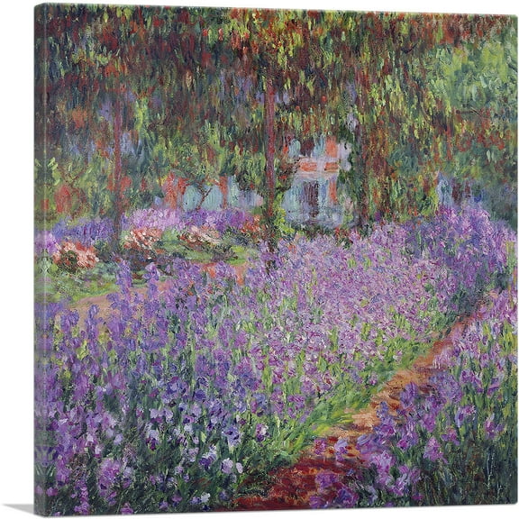 ARTCANVAS Irises In Monet's Garden Canvas Art Print by Claude Monet - Size: 18" x 18" (0.75" Deep)