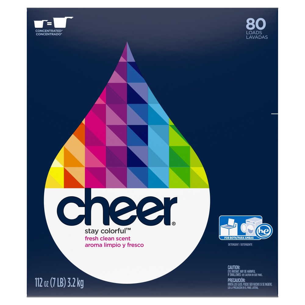 Cheer Fresh Clean 80 Loads, Powder Laundry Detergent, 112 oz Walmart