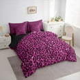 thumbnail image 4 of Feelyou Cheetah Leopard Print Twin Bedding Sets 7-Piece, Fuchsia Bling Art Bedding Comforter Set, Chic Polka Dot Abstract Reversible Sheet Sets, Luxury Bedroom Decor, 4 of 8