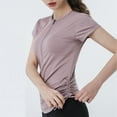 thumbnail image 6 of Women's Half Zip Short Sleeve Blouse Solid Color Golf Shirt Tennis Work Athletic Pleated Side Tops, 6 of 6