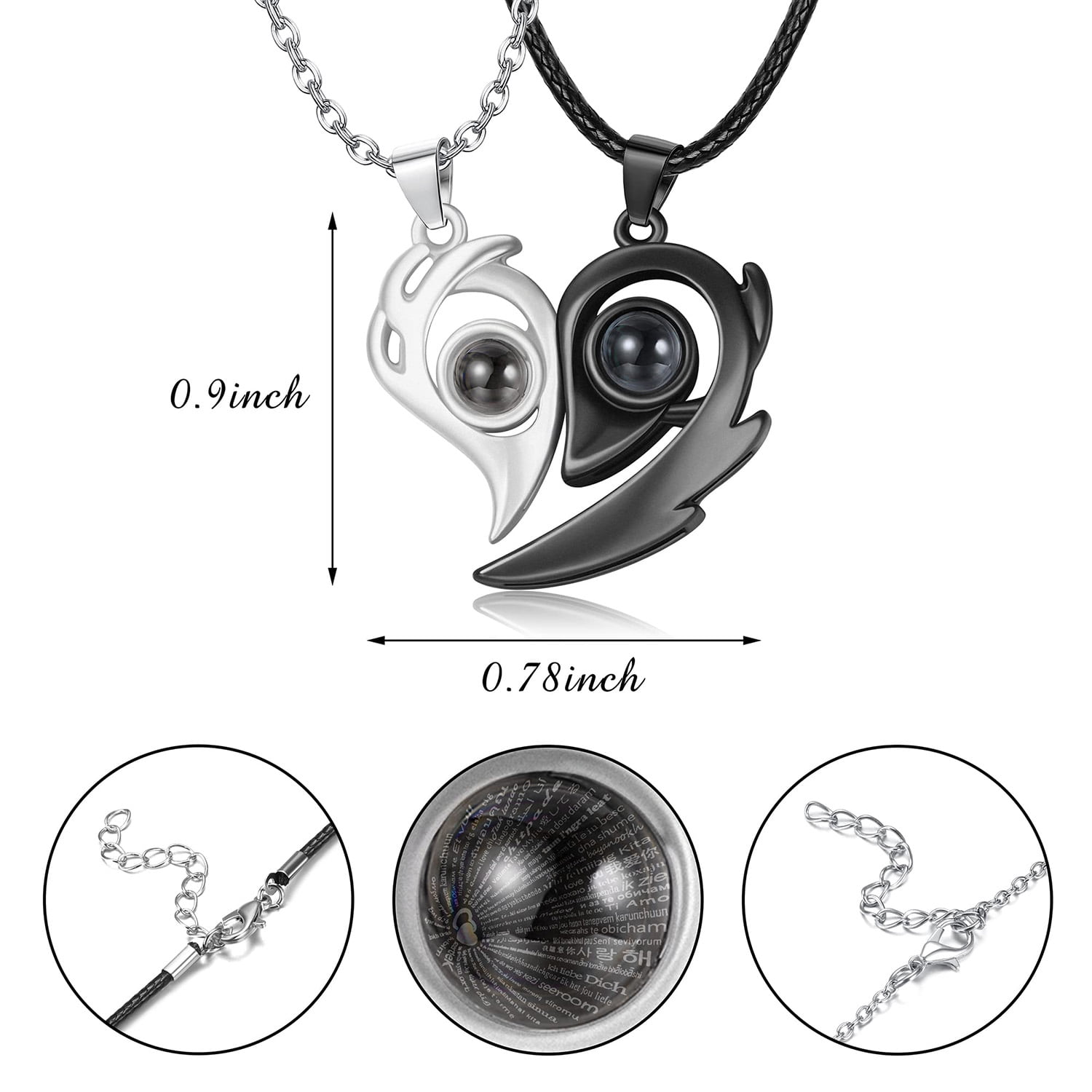 Set Magnetic couple necklace with 2Pcs Lovers Heart Pendant new charm  necklace | eBay
