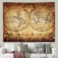 thumbnail image 3 of Tapiz de pared con mapa del mundo vintage, 150 x 130 cm, poliéster, 3 of 3