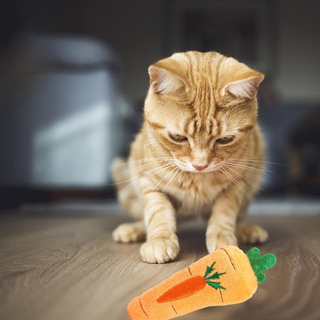 Juguetes de hierba gatera Yinane Interactivos para Gatos Almohadas de Felpa Suave Zanahoria