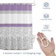 thumbnail image 4 of Abstract Purple Shower Curtain for Bathroom, Grey Stripes Floral Plant Modern Vintage Waterproof Cloth Fabric Bathroom Accessories Set with 12 Rust Proof Plastic Hooks, 48"x72", 4 of 9