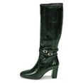 thumbnail image 2 of FSJ Women Classic Buckled Strap Knee High Boots Chunky High Heels Square Closed Toe Side Zipper Boots Comfort Casual Wear Shoes Size 9.5 Green, 2 of 5
