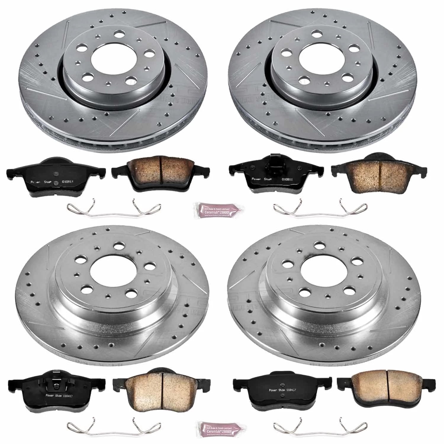 PowerStop Front and Rear Z23 Evolution Sport Carbon-Fiber Ceramic Brake Pad and Drilled & Slotted Rotor Kit Fits: VOLVO Select Models K4430
