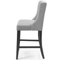 thumbnail image 3 of Tufted Counter Stool Chair, Fabric, Wood, Light Grey Gray, Modern Contemporary Urban Design, Bar Pub Cafe Bistro Hotel Restaurant Hospitality, 3 of 7