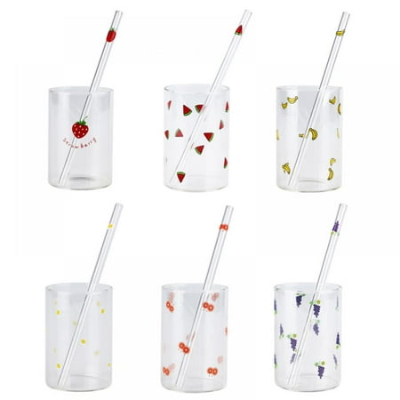 

Heat-resistant Glass Water Cup High Borosilicate with Straw Strawberry