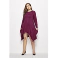 thumbnail image 1 of U.Vomade Women's Fall Plus Size Dress Solid Color Round Neck Long Sleeve Pocket Dress, 1 of 6