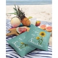 thumbnail image 4 of Idyllic Yellow Sunflower Bee Outdoor Pillow Covers Waterproof Throw Pillow Cover 20x20in Set of 2,Square Decorative Pillowcases Cushion Case for Patio Sofa Couch,Sunshine Quote on Teal, 4 of 7
