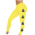 thumbnail image 4 of Mingw Christmas Leggings Women Plaid Print High Waist Slim Fit Stretch Gym Jegging Tights Holiday Outfits,Yellow,XL, 4 of 5