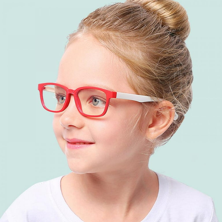 Yinrunx Kids Glasses Teens Frame Smart Looks Flexible Cute Eyewear Frame with Clear Square Lens for Boys Girls Age 3 15