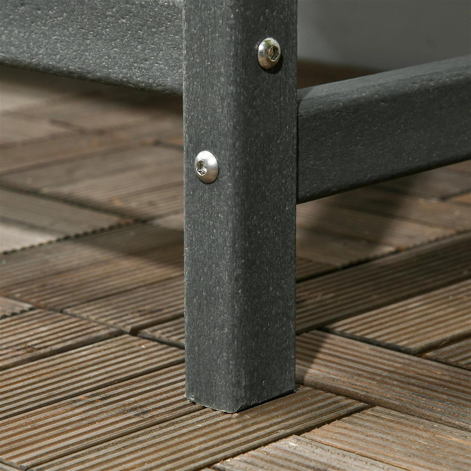 Demi Bonn 2-Person Patio Garden Bench Weather HDPE Porch Bench, Outdoor Benches Furniture with Slatted Back & Armrests for Backyard, Park, Lawn, Yard, Gray