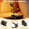 thumbnail image 5 of Gaormii 61 LEDs Eye Caring Clamp Desk Lamp for Home, Office, Rechargeable Reading Light with 3 Color&10 Brightness, Portable and Flexible, Clip on Light for Bed Desk, bedside(Black), 5 of 7