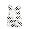 thumbnail image 4 of MEZZALL Women Pajama Sets Polka Dot V-Neck Bow Lace Camisole Shorts Sleepwear Summer 2 Piece Relaxed Fit Homewear, 4 of 4