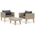 thumbnail image 2 of vidaXL 3 Piece Garden Lounge Set with Cushions Poly Rattan Beige, 2 of 5