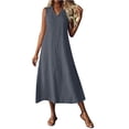 thumbnail image 5 of Horkkom Maxi Dresses for Women Sleeveless Linen Summer Dresses Beach Casual Long Dresses with Pockets, S-2XL, 5 of 9
