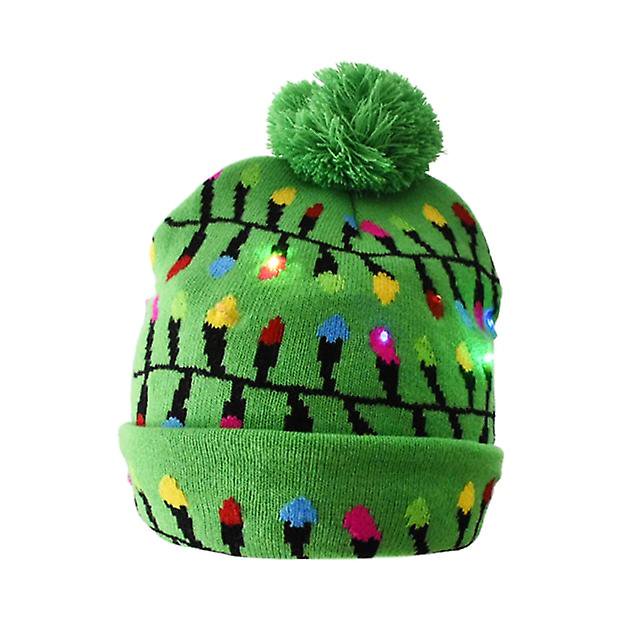 Sombreros de Navidad Suéter de Santa Elk Gorro de punto con Led Light Up patrón de dibujos animados Regalo de Navidad para niños Suministros de Año Nuevo Feliz Sencillez
