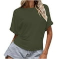 thumbnail image 2 of Vmvidoty Backless Tops for Women Short Sleeve Crew Neck Tie Back Plain Shirt Army Green L, 2 of 8