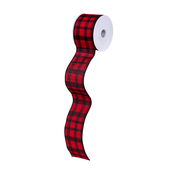 Evergreen Buffalo Plaid Tree Holiday Multi-color Polyester Ribbon, 360" x 2.5"
