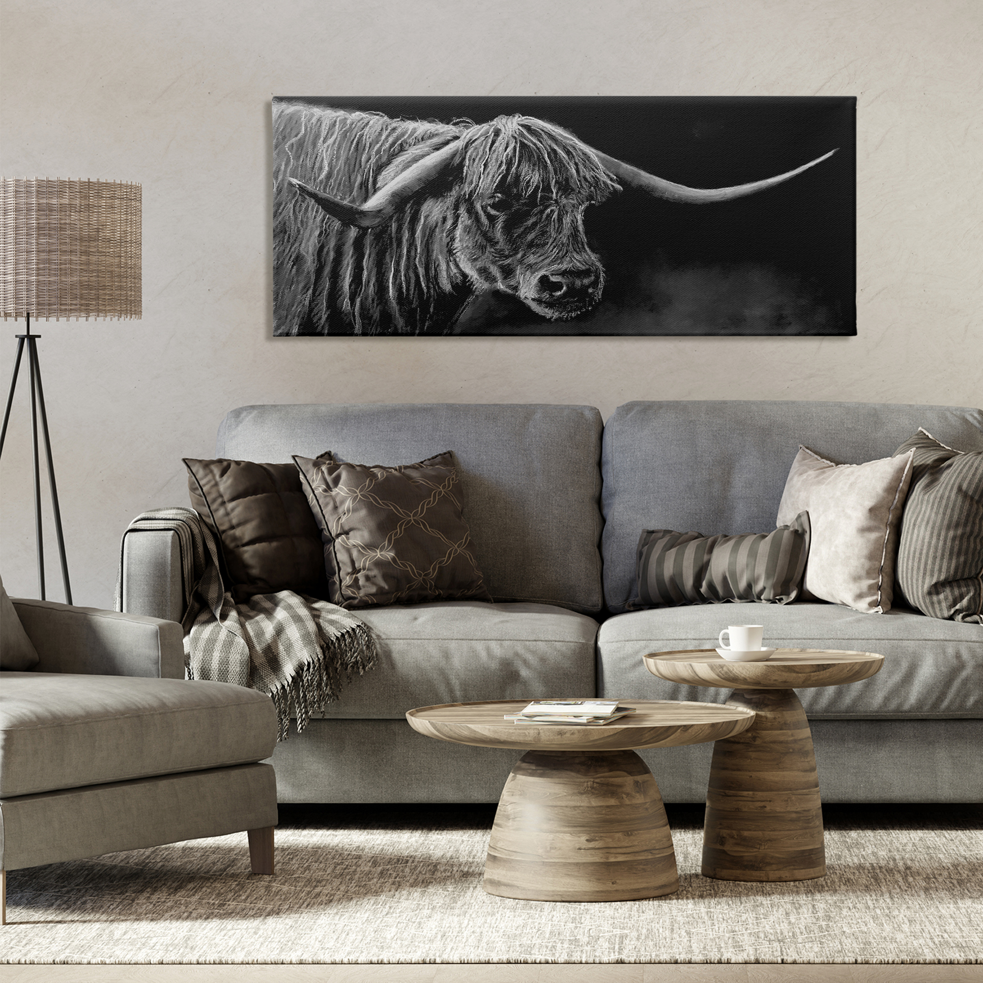 Highland Longhorn Portrait Canvas Wall Art, design by Patricia Reynolds