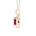 thumbnail image 2 of Angara Natural 1 ct Ruby Pendant Necklace with Diamond Halo in 14K Yellow Gold for Women – July Birthstone Jewelry | Round Ruby Halo Pendant Necklace, 2 of 8