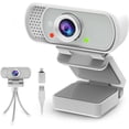 thumbnail image 1 of 1080P Webcam with Microphone, HD Webcam Web Camera with Tripod Stand, Widescreen USB Computer Camera, Streaming Mic Web cam for Online Calling/Conferencing,Facetime/YouTube Desktop Laptop PC, 1 of 8