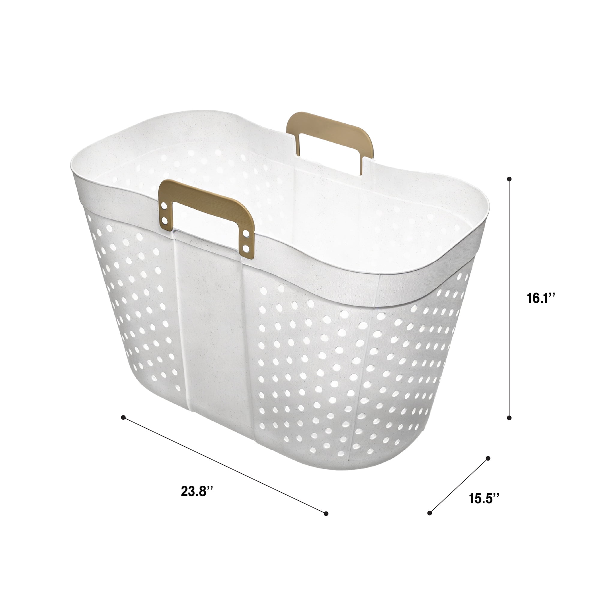 Mainstays Oval Flexible Decorative Laundry Basket, White Plastic