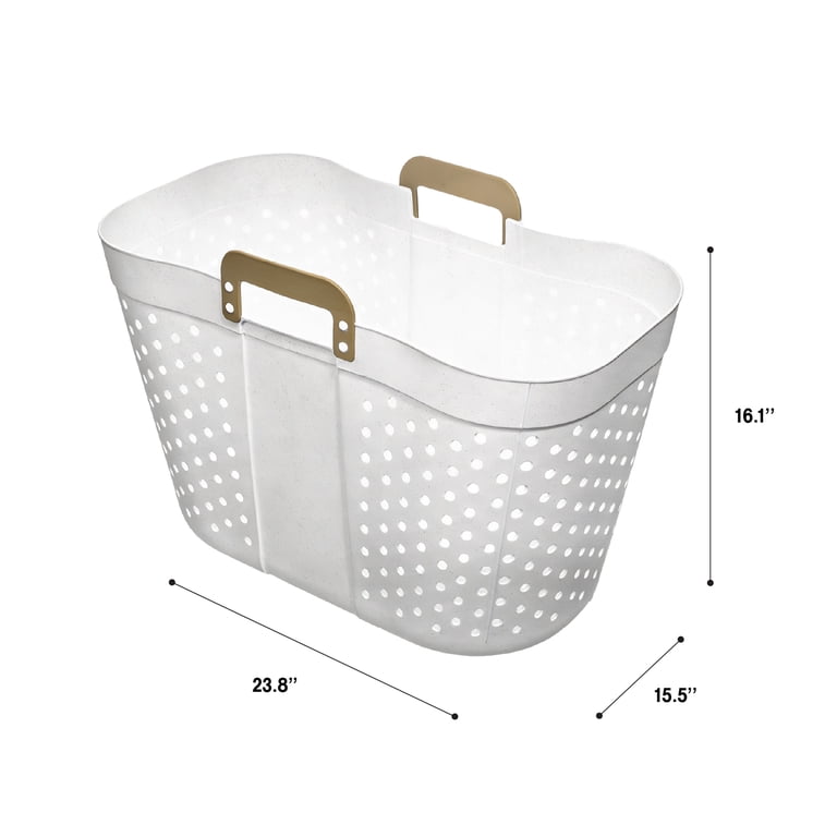 Mainstays White Oval Flex Decorative Plastic Basket Easy to Clean