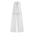 thumbnail image 5 of Busydd Womens Two Piece Sets Sleeveless V Neck Button Tanks and Loose Wide Leg Pants Solid Color Womens Lounge Set XL, 5 of 9