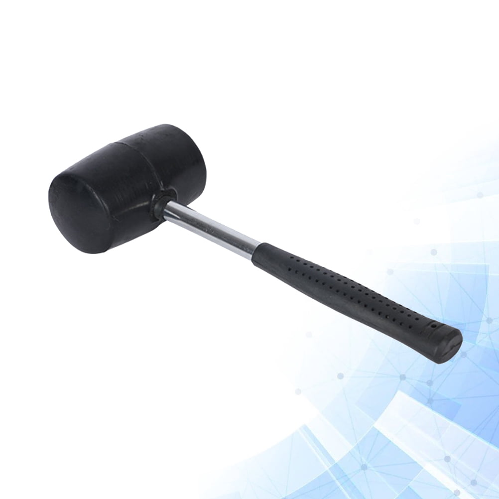 WORGEOUS 2pcs 750g Steel Handle Tile Installation Hammer Practical Rubber Hammer Decoration Tools (Black)