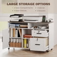 thumbnail image 4 of Support Mobile pour Imprimante avec Station de Recharge, Classeur Verrouillable Blanc avec 2 Tiroirs et Ports USB, Chariot de Rangement Roulant pour Dossiers A4/Letter, Bureau à Domicile, 40,6 Pouces L x 26,2 Pouces H, 4 of 7