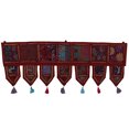 thumbnail image 3 of Stylo Culture Ethnic Cotton Window Valance Kids Maroon Vintage Embroidered Patchwork Tassels Floral Scarf Curtain Topper Living Room Swag Curtain Door Hanging Toran | 38 x 14 Inches, 3 of 4