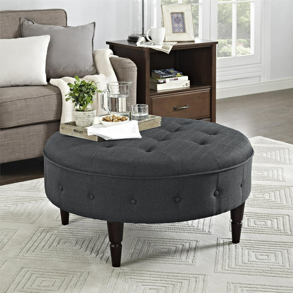 Better Homes and Gardens Round Ottoman in Charcoal
