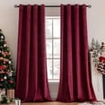 thumbnail image 1 of Cortinas navideñas MIULEE de terciopelo burdeos, 132 x 183 cm, 2 paneles, 1 of 8