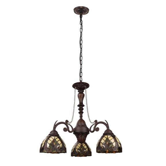 Chloe Lighting Liaison 3-Light Victorian Glass Chandelier in Multi-Color