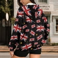 thumbnail image 4 of Yuyamidu Womens Oversized Sweatshirt Union Flag Hoodie Full Zip Hoodies for Women Fashion Casual Sweatshirt with Drawstring Drop Shoulder Oversize Long-Sleeve Pullover Tops L, 4 of 8