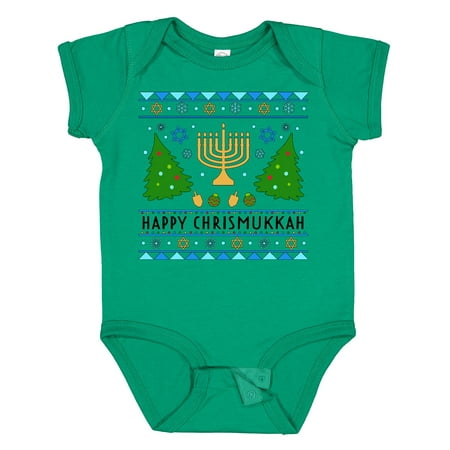

Inktastic Happy Chrismukkah Sweater Style with Menorah and Trees Gift Baby Boy or Baby Girl Bodysuit