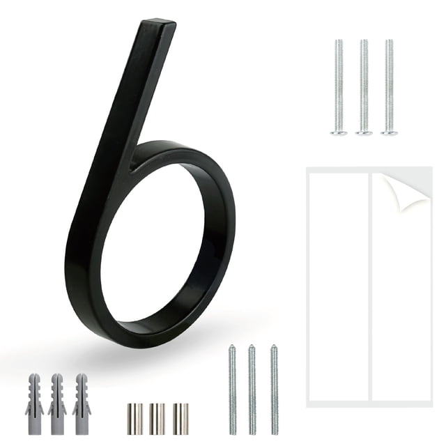 Placa de número de casa HASWARE flotante de aluminio negro de 5"