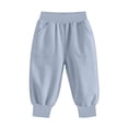 thumbnail image 7 of Rrxhxhs Pants for Girls Solid Color Elastic Waist Loose Fleece Casual Athletic Joggers with Patch Pockets,Light Blue,10-11 Years, 7 of 7