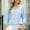 Light Blue, variant on Casual Women's Tops 3/4 Sleeve Fall Solid Color Navy Womens Blouse Flare Sleeve V-Neck Hollow Loose Fit T Shirts