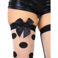 thumbnail image 7 of ToBeInStyle Women's Sheer Contrasting Mix & Match Vertical Stripes Large Polka Dot Thigh Highs - Black/White - One Size, 7 of 7