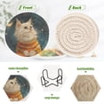 thumbnail image 4 of Cat with Moon Stars 6 Pcs Drink Coasters with Holder Absorbent Coasters Woven Coasters for Drinks Table Desk Protection Home Decor, 4 of 7